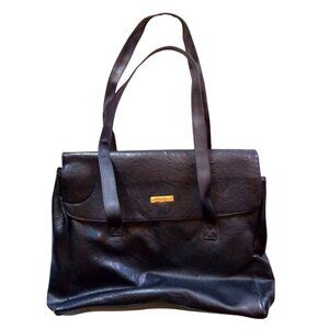 Messenger Bag Jaclyn Smith Black Faux Leather Shoulder Multi Compartment 16x12
